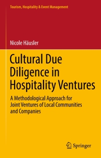 Cover image: Cultural Due Diligence in Hospitality Ventures 9783319513362
