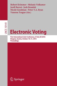 Titelbild: Electronic Voting 9783319522395