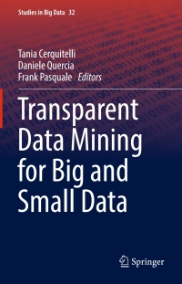 Cover image: Transparent Data Mining for Big and Small Data 9783319540238