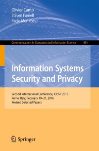 Cover image: Information Systems Security and Privacy 9783319544328