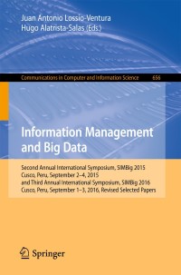 Cover image: Information Management and Big Data 9783319552088