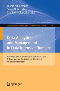 Cover image: Data Analytics and Management in Data Intensive Domains 9783319571348