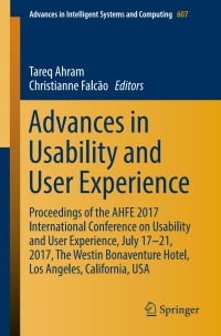 Imagen de portada: Advances in Usability and User Experience 9783319604916