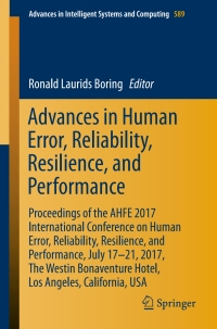 Cover image: Advances in Human Error, Reliability, Resilience, and Performance 9783319606446
