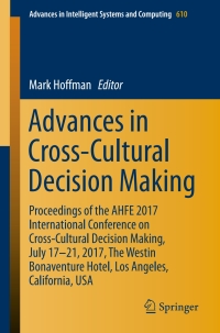 Imagen de portada: Advances in Cross-Cultural Decision Making 9783319607467