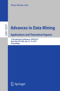 Imagen de portada: Advances in Data Mining. Applications and Theoretical Aspects 9783319627007