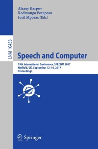 Cover image: Speech and Computer 9783319664286