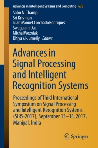 Imagen de portada: Advances in Signal Processing and Intelligent Recognition Systems 9783319679334