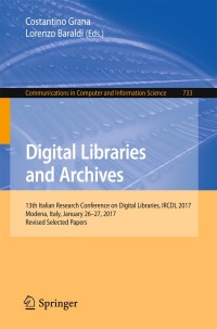 Cover image: Digital Libraries and Archives 9783319681290