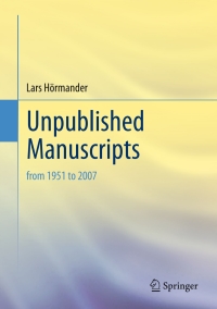 Cover image: Unpublished Manuscripts 9783319698496