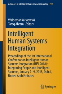 Cover image: Intelligent Human Systems Integration 9783319738871