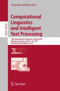 Cover image: Computational Linguistics and Intelligent Text Processing 9783319771151
