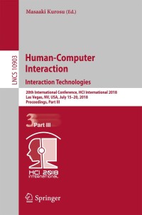 Imagen de portada: Human-Computer Interaction. Interaction Technologies 9783319912493