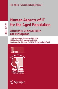 Titelbild: Human Aspects of IT for the Aged Population. Acceptance, Communication and Participation 9783319920337