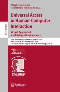 Imagen de portada: Universal Access in Human-Computer Interaction. Virtual, Augmented, and Intelligent Environments 9783319920511