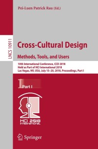 Imagen de portada: Cross-Cultural Design. Methods, Tools, and Users 9783319921402