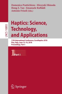 Cover image: Haptics: Science, Technology, and Applications 9783319934440