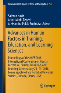 Imagen de portada: Advances in Human Factors in Training, Education, and Learning Sciences 9783319938813