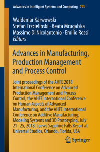 Imagen de portada: Advances in Manufacturing, Production Management and Process Control 9783319941950