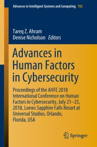 Cover image: Advances in Human Factors in Cybersecurity 9783319947815