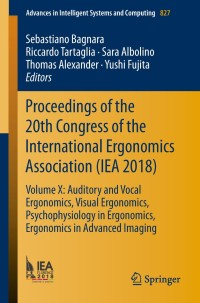 Imagen de portada: Proceedings of the 20th Congress of the International Ergonomics Association (IEA 2018) 9783319960586