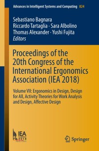 Imagen de portada: Proceedings of the 20th Congress of the International Ergonomics Association (IEA 2018) 9783319960708