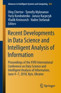 Omslagafbeelding: Recent Developments in Data Science and Intelligent Analysis of Information 9783319978840