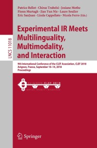 Cover image: Experimental IR Meets Multilinguality, Multimodality, and Interaction 9783319989310