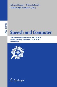 Cover image: Speech and Computer 9783319995786