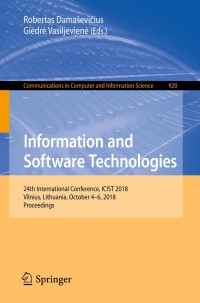 Imagen de portada: Information and Software Technologies 9783319999715