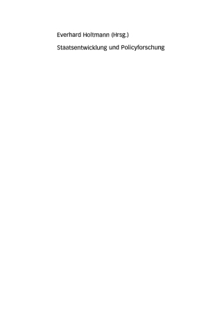 Imagen de portada: Staatsentwicklung und Policyforschung 1st edition 9783810040343