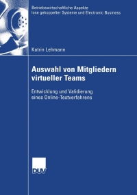 Cover image: Auswahl von Mitgliedern virtueller Teams 9783824407132