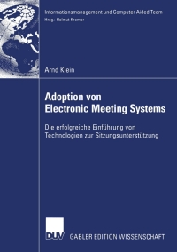 Imagen de portada: Adoption von Electronic Meeting Systems 9783824479627