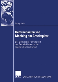 Cover image: Determinanten von Mobbing am Arbeitsplatz 9783824480630