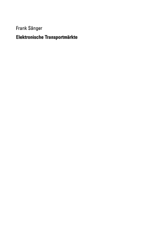 Omslagafbeelding: Elektronische Transportmärkte 9783824481200