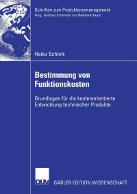 Cover image: Bestimmung von Funktionskosten 9783824481866