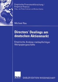 表紙画像: Directors’ Dealings am deutschen Aktienmarkt 9783824482177