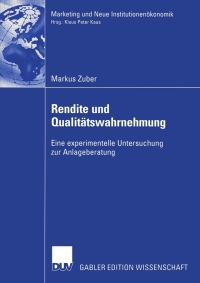 Imagen de portada: Rendite und Qualitätswahrnehmung 9783824482696