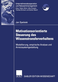 Cover image: Motivationsorientierte Steuerung des Wissenstransferverhaltens 9783824482900