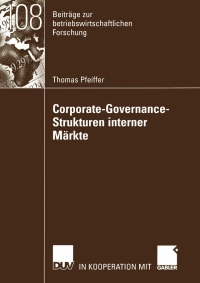 Cover image: Corporate-Governance-Strukturen interner Märkte 9783824491148