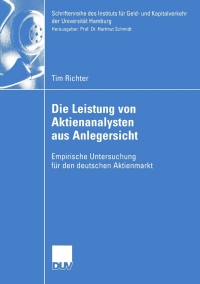 Titelbild: Die Leistung von Aktienanalysten aus Anlegersicht 9783835000889