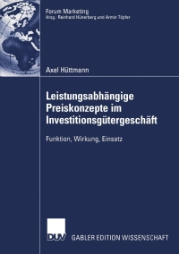 Cover image: Leistungsabhängige Preiskonzepte im Investitionsgütergeschäft 9783824478545