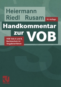 Cover image: Handkommentar zur VOB 10th edition 9783528117153