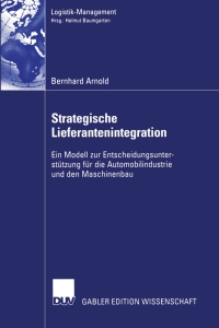 Cover image: Strategische Lieferantenintegration 9783824481965