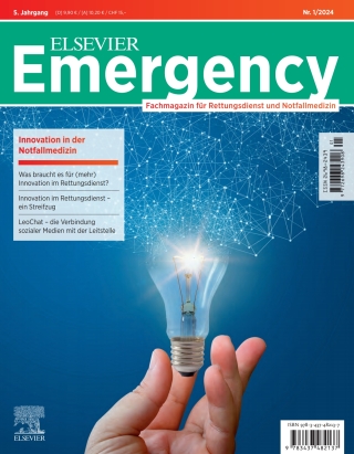 Omslagafbeelding: ELSEVIER Emergency. Innovation in der Notfallmedizin. 1/2024 1st edition 9783437482137
