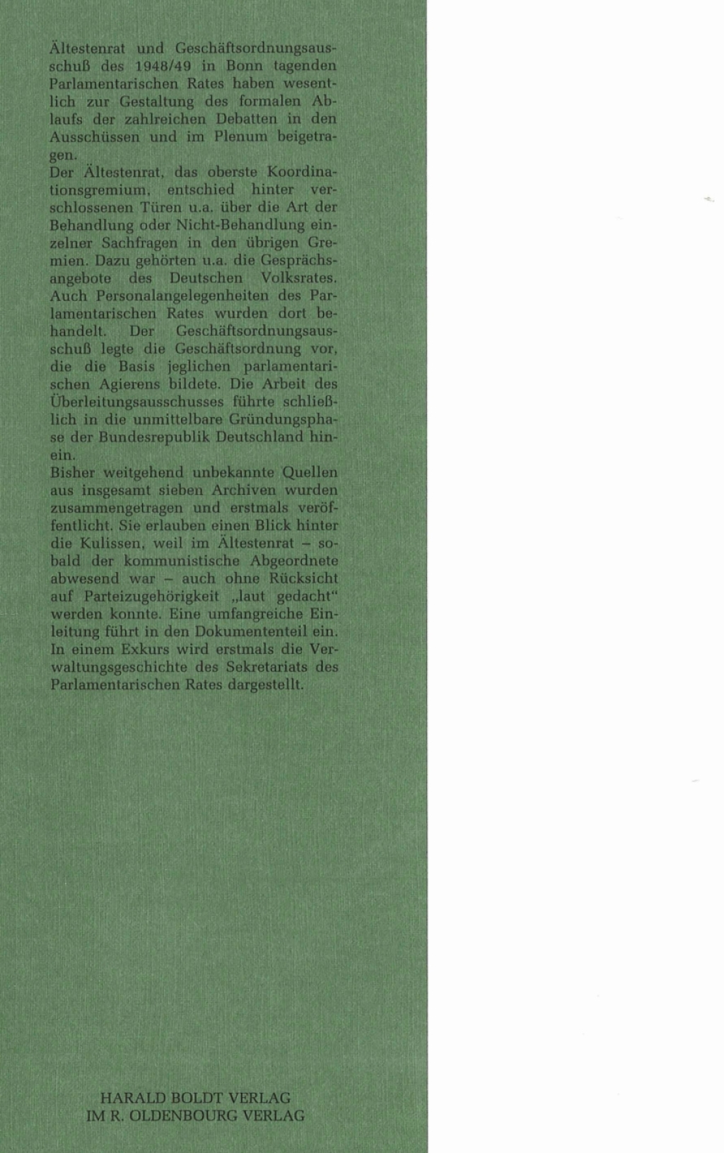 Ältestenrat, Geschäftsordnungsausschuß und Überleitungsausschuß 1st Edition