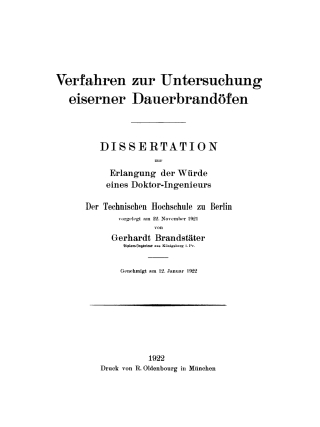 Cover image: Verfahren zur Untersuchung eiserner Dauerbrandöfen 1st edition 9783486748277