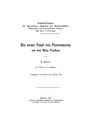 Cover image: Ein neuer Fund von Pleurosaurus aus dem Malm Frankens 1st edition 9783486752397