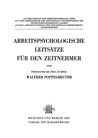 Cover image: Arbeitspsychologische Leitsätze für den Zeitnehmer 1st edition 9783486756043