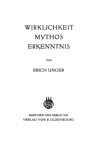 Cover image: Wirklichkeit Mythos Erkenntnis 1st edition 9783486760705